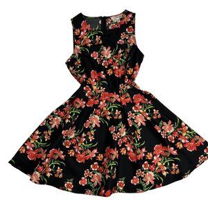 Love With Derek Size S Womens Dress Black Floral Sleeveless Back Zipper